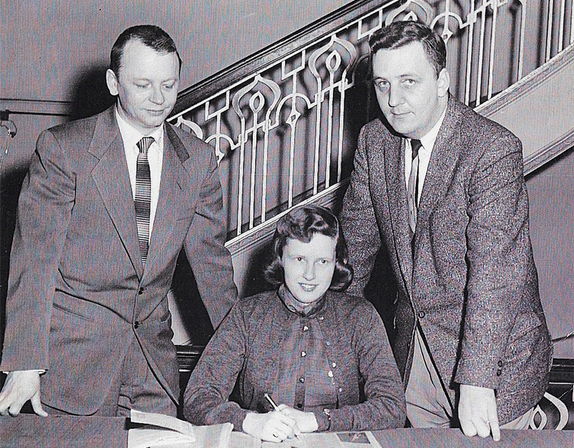 Falcons owners and office girl.