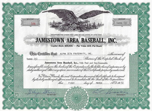 1957 stock certificate