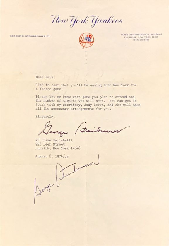 Letter from Steinbrenner