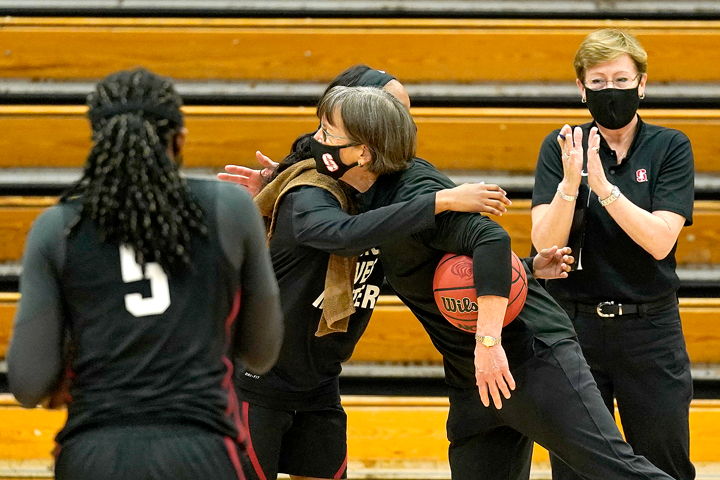Tara VanDerveer receives congratulations