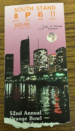Orange Bowl ticket stub