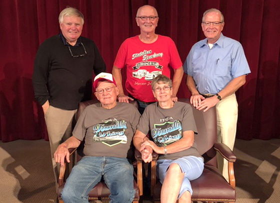 Jim Scott and his wife Jean. Standing, from the left, are Greg Peterson, Randy Anderson and Randy Sweeney.