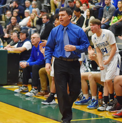 Westfield coach Nolan Swanson patrols the sidelines.
