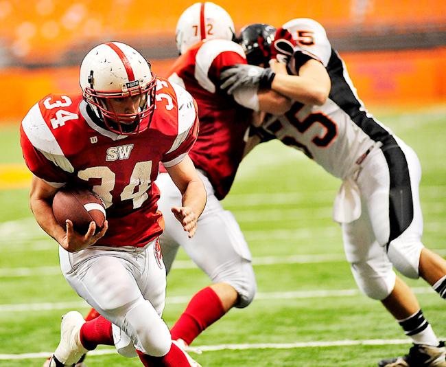 Southwestern’s John Mistretta finds running room.
