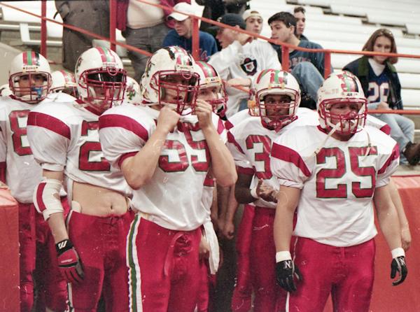 David Hinson (32) is pictured with teammates.