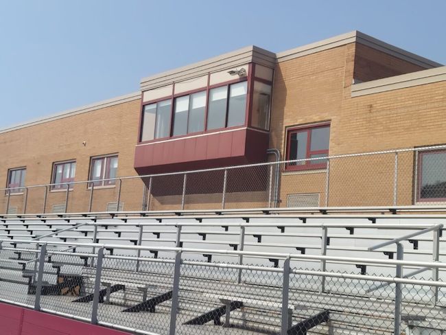 The press box at Karl Hoepnner Field.