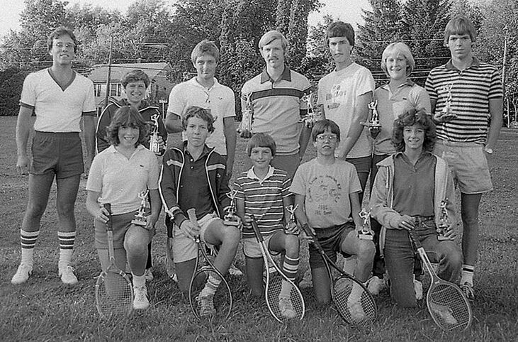  Among the winners of the 1982 Jamestown City Tennis Tournament was Tom Anderson, standing far right.