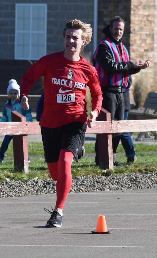 Trenton Shutters of Jamestown nears the finish line.