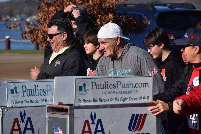 Paul Venuto pushes his beverage cart.