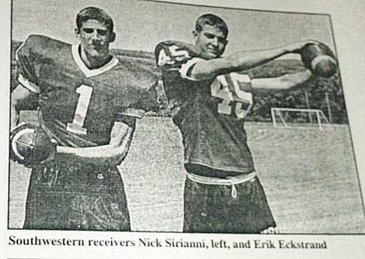 Nick Sirianni poses for a photo for The Post-Journal’s Gridiron magazine in 1998.