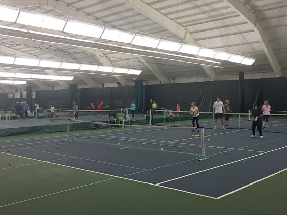 Several participate in pickleball at the Lakewood YMCA.