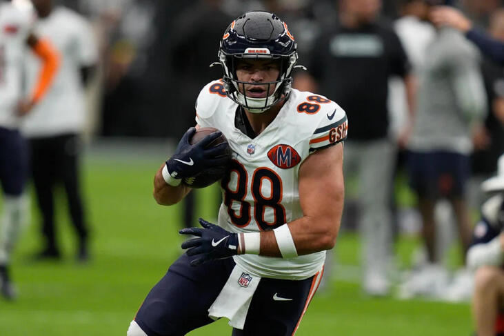Chicago Bears tight end Stephen Carlson (88) warms up before a game.