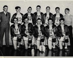 South Dayton High School basketball team, 1942. Bob Brown is in the center of front row. South Dayton High School basketball team, 1942. Bob Brown is in the center of front row.