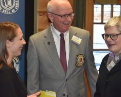 CSHOF president Randy Anderson is flanked by 2024 inductees Carlene Sluberski, left, and Karen Bakewell. CSHOF president Randy Anderson is flanked by 2024 inductees Carlene Sluberski, left, and Karen Bakewell.