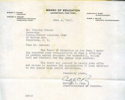 1947 Board of Education letter accepting donation BOE letter 6-4-47