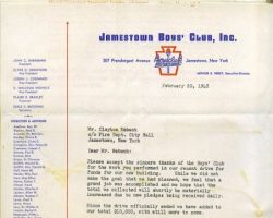 1948 Boys' Club letter of thanks Boys Club 2-20-48
