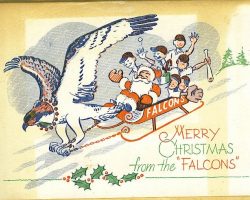 1947 Jamestown Falcons Christmas card Falcons Xmas card 1947 front