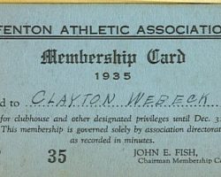 1935 Fenton Athletic Association membership card Fenton AA 1935