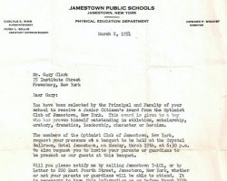Optimist Junior Citizen's Award, 1951.