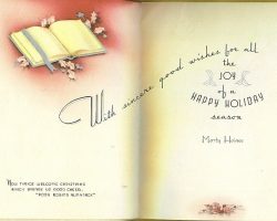 1941 Marty Haines Christmas card greeting Marty Haines Xmas card 1941 inside