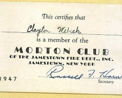 1947 Morton Club membership card Morton Club 1947