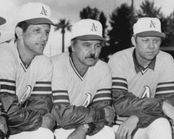 1973 Oakland A's coaching staff: left to right: Vern Hoscheit, Wes Stock, Dick Williams, Jerry Adair, Irv Noren. 1973 Oakland A's coaching staff: left to right: Vern Hoscheit, Wes Stock, Dick Williams, Jerry Adair, Irv Noren