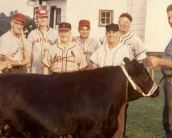 1984 Oldtimers. Left to right: Joe Nagle, Milt Reynolds, Ed Josephson, Rabbit Swanson, Bobby Fredo, Clem Redmond, Harry Martenson. Oldtimers 1984
