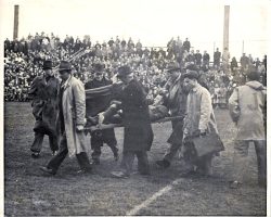 Circa 1940s photo at Jamestown High School football game.