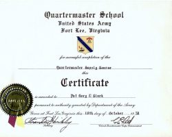 Quartermaster Course, 1958.