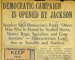 1936 Robert H. Jackson newspaper article RHJ 1936 speech