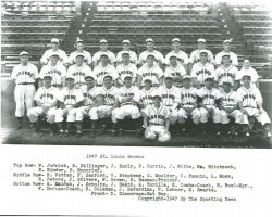 1947 St. Louis Browns. Walt Brown is second from right in middle row 1947 St. Louis Browns. Walt Brown is second from right in middle row