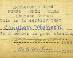 1940 Horse Shoe Club membership card horseshoes 1940