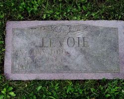 Burial marker of Tony LeVoie. burial marker