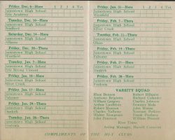 1940-41 Jamestown High School basketball schedule.