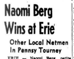 Naomi Berg Wins at Erie. August 7, 1954.