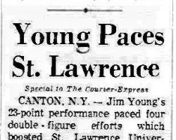 Young Paces St. Lawrence. <em>Courier-Express</em> (Buffalo), January 31, 1976. Young Paces St. Lawrence. January 31, 1976.