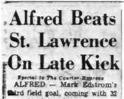 Alfred Beats St. Lawrence On Late Kick. <em>Courier-Express</em> (Buffalo), October 12, 1975. Alfred Beats St. Lawrence On Late Kick. October 12, 1975.
