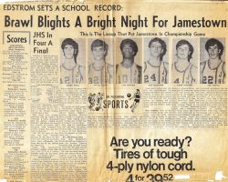 Brawl Blights A Bright Night For Jamestown. <em>Post-Journal</em> (Jamestown), March 9, 1972. Brawl Blights A Bright Night For Jamestown. March 9, 1972.