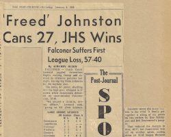 'Freed' Johnston Cans 27, JHS Wins. <em>Post-Journal</em> (Jamestown), January 6, 1968. 'Freed' Johnston Cans 27, JHS Wins. January 6, 1968.