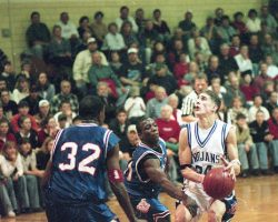 Nick Sirianni playing Southwestern Central School basketball.