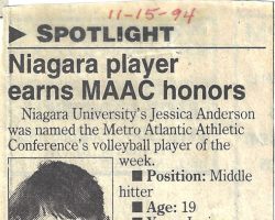 Niagara player earns MAAC honors. 1994. Niagara player earns MAAC honors. 1994.