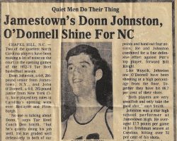 Jamestown's Donn Johnston O'Donnell Shine For NC. 1972 Jamestown's Donn Johnston O'Donnell Shine For NC. 1972
