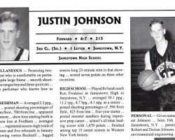 Justin Johnson's Army basketball press guidebiography 1995-96. Justin Johnson's Army basketball press guide biography 1995-96.