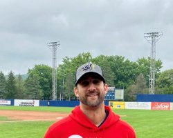 Nick Sirianni boasts at Tarp Skunks hat at Diethrick Park.