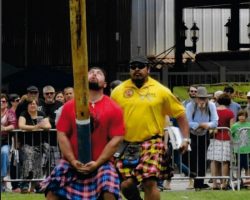 Nick Kahanic competing in caber toss.