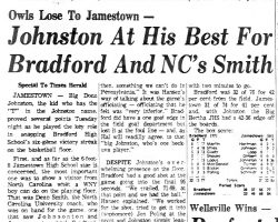 Johnston At His Best For Bradford And NC's Smith. <em>Olean Times Herald</em> January 22, 1969. Johnston At His Best For Bradford And NC's Smith. January 22, 1969.
