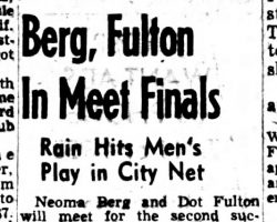 Berg, Fulton In Meet Finals.  8-16-52
