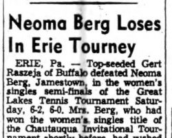 Neoma Berg Loses In Erie Tourney. 8-8-54