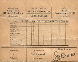 1938 baseball scorecard - Squinn is a centerfielder on Sans team 1938 scorecard