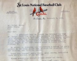 St. Louis Cardinals training camp letter. February 6, 1936. 2-6-36 Cardinals letter